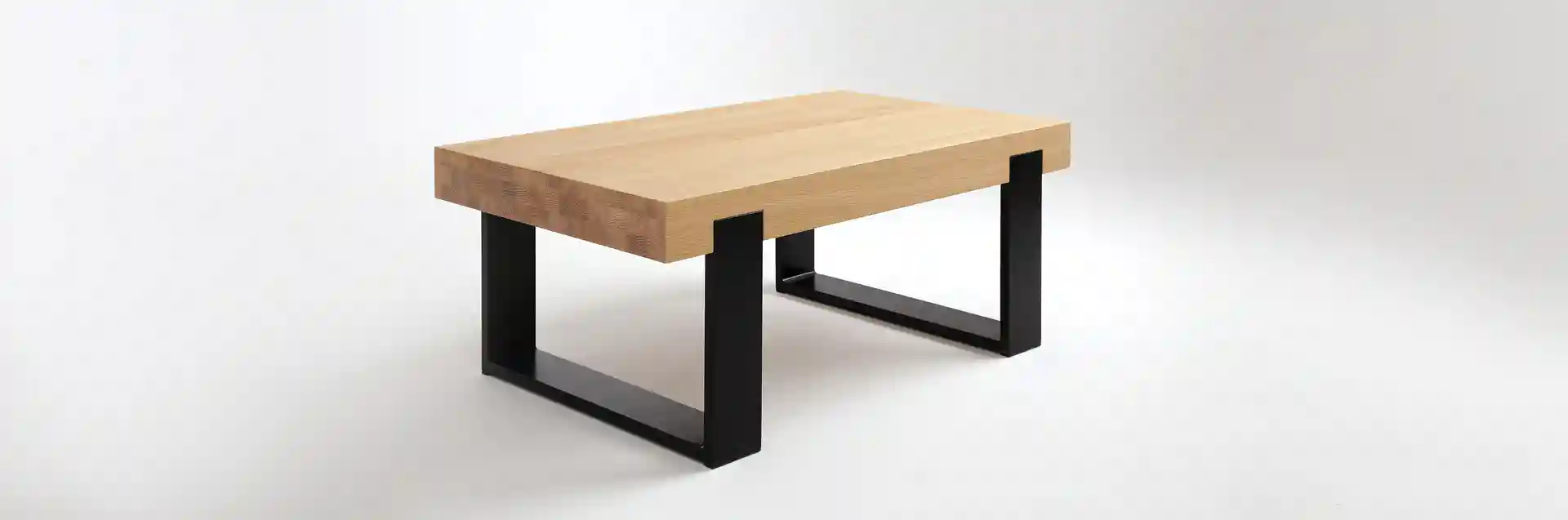 Drewniany stolik kawowy MILONI FRAME, Kolor: 03 Natural z nogami w kolorze Czarny Mat, Wymiary: Dł: 100 x Sz: 70 x Wys: 30 cm